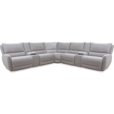 Stellar 7 Piece Modular Power Reclining Sectional with Power Adjustable Headrests In Bloke Cotton