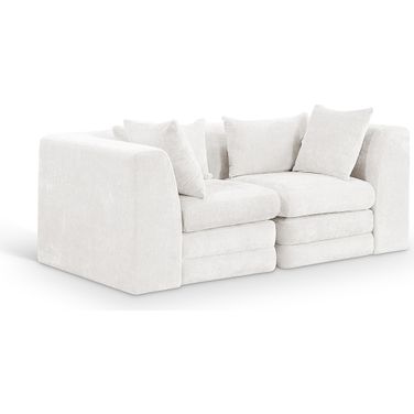 Stellar 76 Inch Chenille Fabric Upholstered 2 Piece Modular Loveseat In Cream
