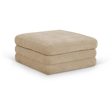 Stellar Chenille Fabric Upholstered Modular Ottoman In Beige