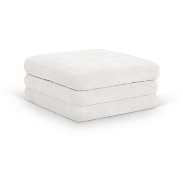 Stellar Chenille Fabric Upholstered Modular Ottoman In Cream
