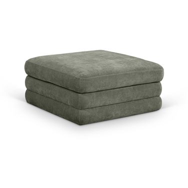 Stellar Chenille Fabric Upholstered Modular Ottoman In Green