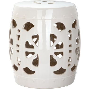 Stencil Blossom Cream Garden Stool