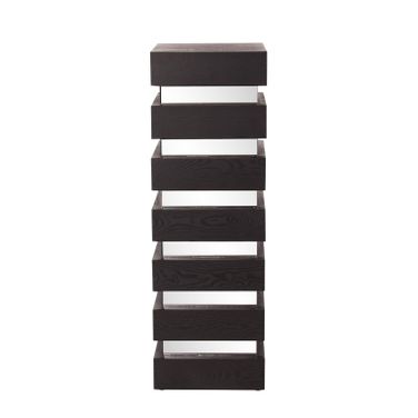 Stepped Black Wood Veneer Tall Pedestal with Mirror In Espresso