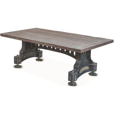 Sterling 53 Inch Coffee Table with Cast Iron and Teak In Gray