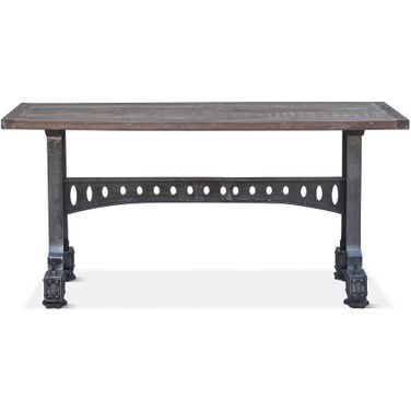 Sterling 66 Inch Console Table with Cast Iron and Teak In Gray