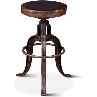 Sterling Height Adjustable Barstool In Brown Leather