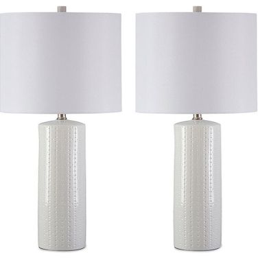 Steuben White Ceramic Table Lamp Set of 2
