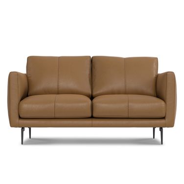 Stevens Genuine Leather Solid Wood 60 Inch Loveseat In Butternut Brown