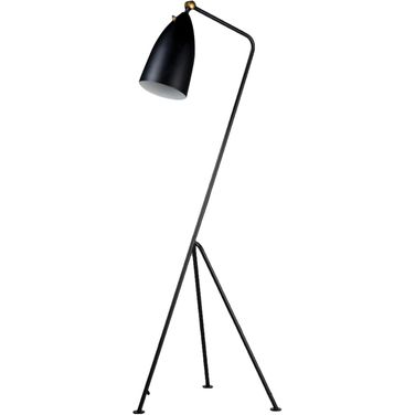 Stickman Matte Black Aluminum Shade and Metal Frame Floor Lamp