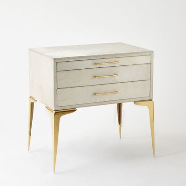 Stiletto Bedside Table In White Hair On Hide