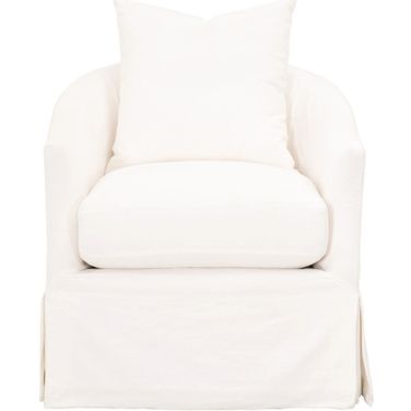 Stitch and Hand Faye Slipcover Swivel Club Chair In Cream