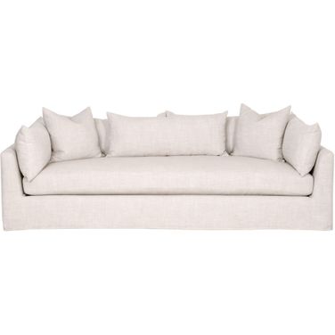 Stitch and Hand Haven 96 Inch Lounge Slipcover Sofa In Bisque and Espresso