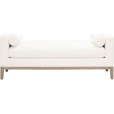 Stitch and Hand Keaton Upholstered Bench In Peyton Pearl and Natural Gray
