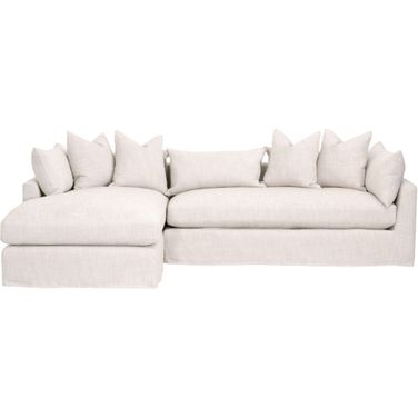 Stitch and Hand Haven 110 Inch Lounge Slipcover LF Sectional In Bisque and Espresso