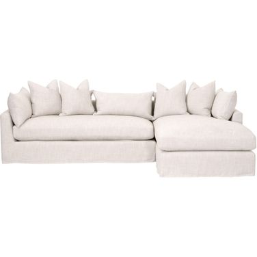 Stitch and Hand Haven 110 Inch Lounge Slipcover RF Sectional In Bisque and Espresso
