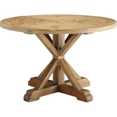 Stitch Brown 47 Inch Round Pine Wood Dining Table