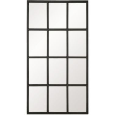 Stitch and Hand Grid Mirror In Matte Black Oak