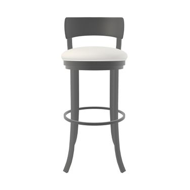 Stockholm 30 Inch Bar Height Swivel Stool In Firestone Grey and Vail Pure White
