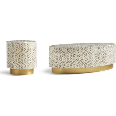 Stone Inlay Occasional Table Set In Multicolor