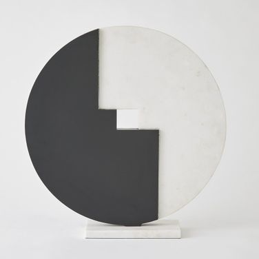 Stone Medallion Sculpture In White
