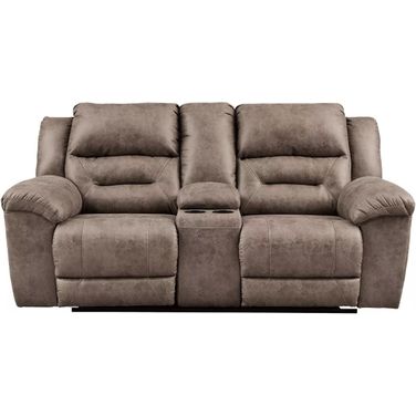 Stoneland Reclining Console Loveseat In Fossil