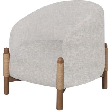 Stormy Fabric Accent Chair In Butter Cream and Chestnut Brown