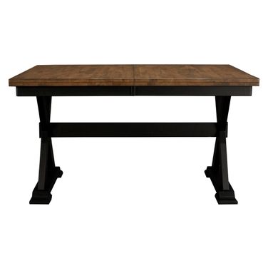 Stormy Ridge Chickory and Slate Black Extendable Rectangular Trestle Dining Table