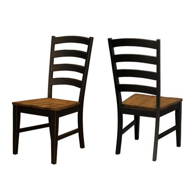 Stormy Ridge Ladderback Chair with Wood Seat Set of 2 In Chickory Black