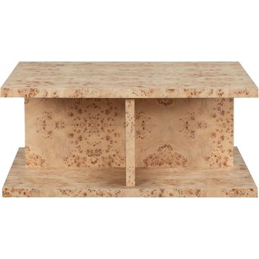 Stowe Popular Burl Veneers Modern Luxury Design 39.5 Inch Square Coffee Table In Brown
