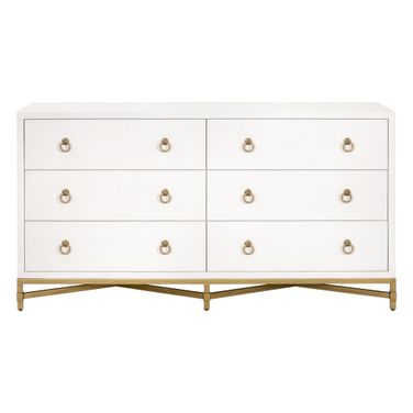 Strand 6-Drawer Double Dresser In Pearl Shagreen
