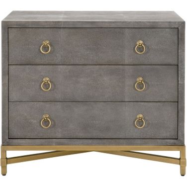 Traditions Strand Shagreen 3 Drawer Nightstand In Gray Shagreen