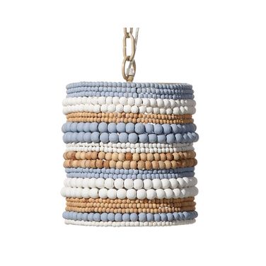 Strand Wood Beaded Pendant In Blue and White