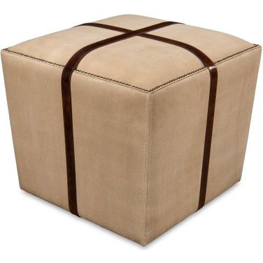 Strap Beige Canvas And Leather Stool