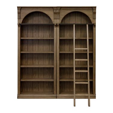 Stratton Traditional 96 Inch Tall Wall Bookcase with Ladder In Brown