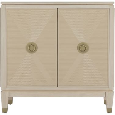 Strella Accent Cabinet In Stainless Champagne and Cerused White