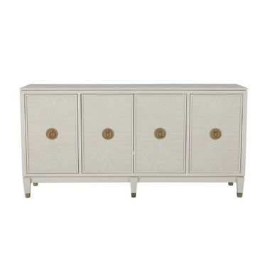 Strella Cabinet In Stainless Champagne and Cerused White
