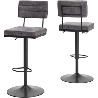 Strumford Grey And Black Swivel Bar Stool Set Of 2