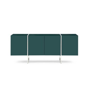 Struttura Small Buffet with Adjustable Glass Shelves In Dark Green