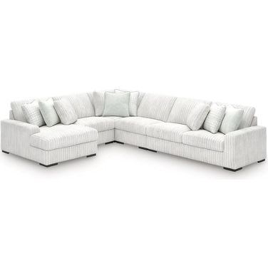Stupendous 5-Piece Sectional with LAF Chaise In Alloy