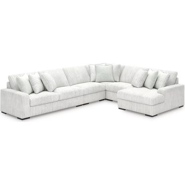 Stupendous 5-Piece Sectional with RAF Chaise In Alloy