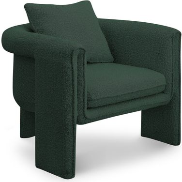 Stylus Boucle Fabric Accent Chair In Green