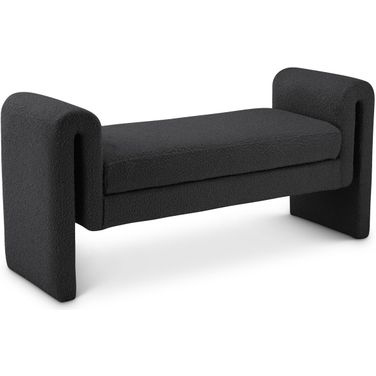 Stylus 51 Inch Boucle Fabric Bench In Black