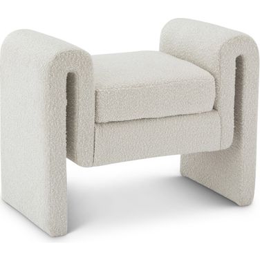 Stylus Boucle Fabric Single Seater Bench In Cream
