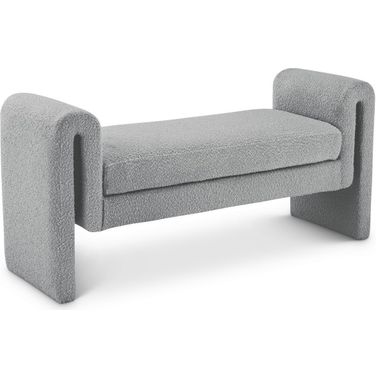 Stylus 51 Inch Boucle Fabric Bench In Grey