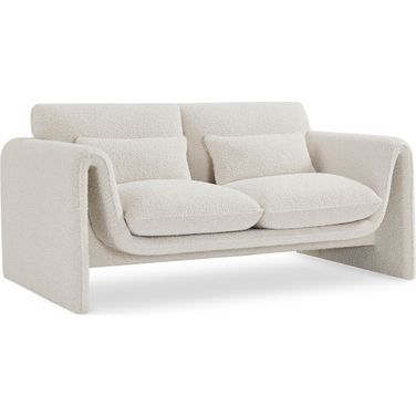 Stylus Boucle Fabric Loveseat In Cream