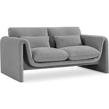 Stylus Boucle Fabric Loveseat In Grey