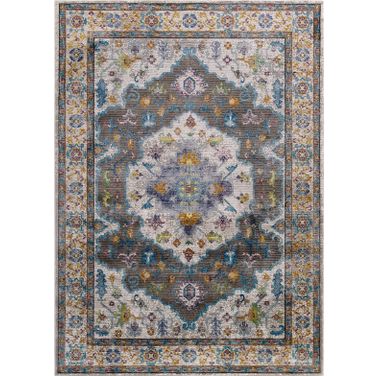 Success Yellow and Orange Anisah Distressed Floral Persian Medallion 8x10 Area Rug R-1163A-810