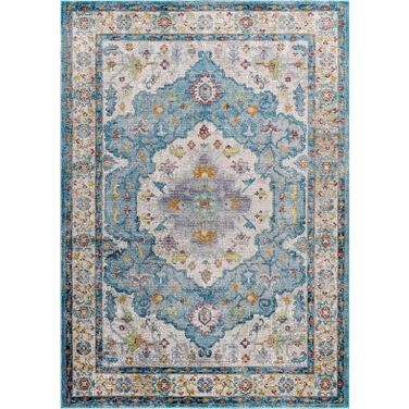 Success Yellow and Orange Anisah Distressed Floral Persian Medallion 8x10 Area Rug R-1163B-810