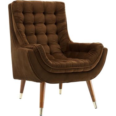 Suggest Brown Button Tufted Performance Velvet Lounge Chair