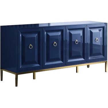Sujay 65 Inch Modern Wood Sideboard With Gold Accents In Navy